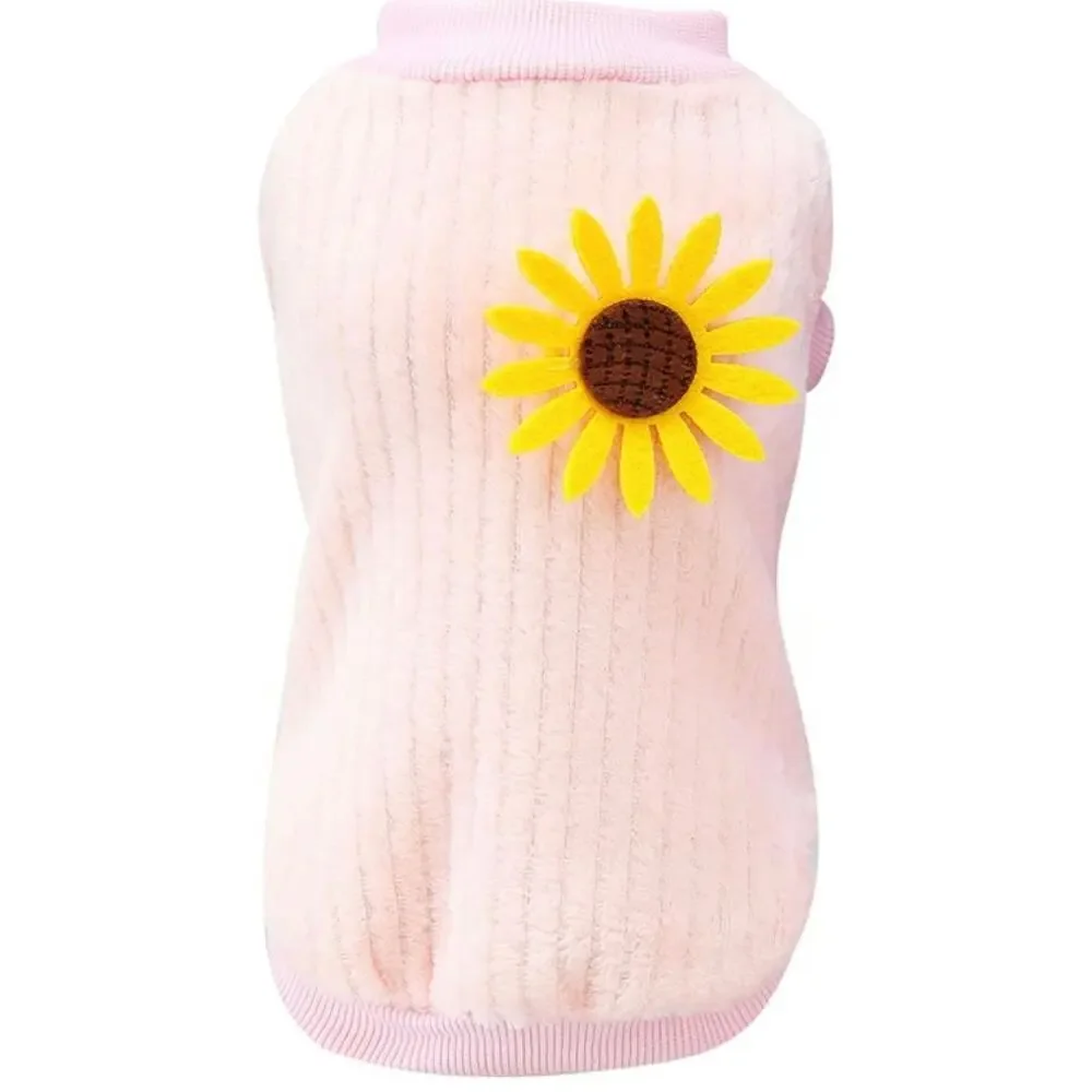 Winter Warm Pet Dog Sweater Cute Chrysanthemum Print for Small Teddy Costume Cat